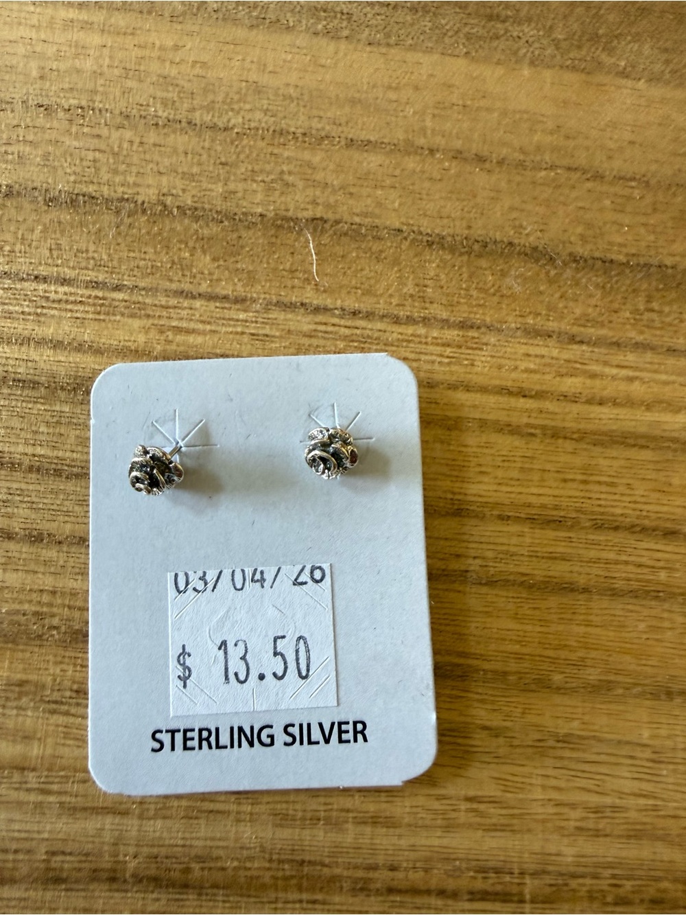 Sterling Silver Floral Rose Stud Earrings - Silver